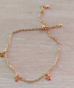 PULSERA AJUSTABLE DE ACERO DORADO ESPEJITO CON TRES ESTRELLAS