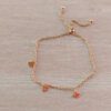 PULSERA AJUSTABLE DE ACERO DORADO ESPEJITO CON TRES OJITOS TURCOS