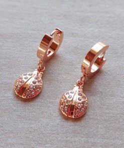 ARO ACERO ROSE ARGOLLA  3 X 13 MM CON DIJE VAQUITA SAN ANTONIO CON STRASS
