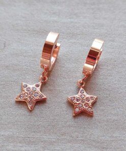 ARO ACERO ROSE ARGOLLA  3 X 13 MM CON DIJE ESTRELLA CON STRASS