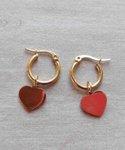 ARO DE ACERO DORADO ARGOLLA 15 MM CON DIJE CORAZÓN