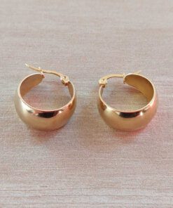 ARO DE ACERO DORADO ARGOLLA CUBANA ANCHO IRREGULAR. 11 MM X 25 MM