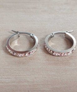 ARO DE ACERO ARGOLLA 13 MM CON STRASS BLANCO