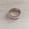 PACK 6 UNIDADES DE ANILLOS DE ACERO SIN FIN STRASS BLANCO CON BORDE FACETADO