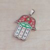 DIJE DE ACERO MANO DE FATIMA ESMALTADA. 35 X 43 MM