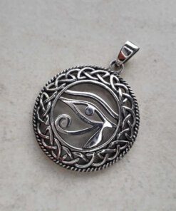 DIJE PLATA MEDALLA OJO DE HORUS CALADO. DIÁMETRO 30 MM