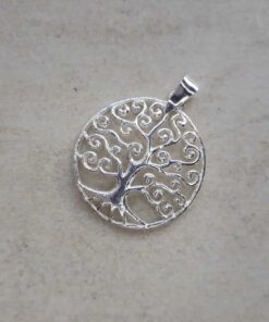 DIJE PLATA MEDALLA ÁRBOL DE LA VIDA CALADO. DIÁMETRO 25 MM