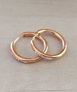 ARO DE ACERO DORADO ARGOLLA 20 MM CON BISAGRA Y FRENTE DE STRASS BLANCO