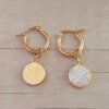 ARO DE ACERO DORADO ARGOLLA 15 MM CON DIJE 12 MM BIFAZ (Strass blanco/Smile)