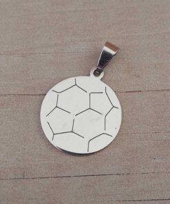 DIJE DE ACERO PELOTA DE FÚTBOL CHAPA GAJOS HEXAGONALES. DIÁMETRO 25 MM