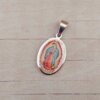 DIJE DE ACERO MEDALLA OVALADA VIRGEN DE GUADALUPE. 16 X 22 MM