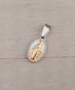 DIJE DE ACERO MEDALLA MILAGROSA COMBINADA CON DORADO. 11 X 16 MM