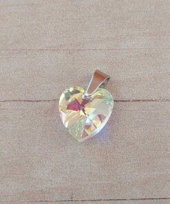DIJE DE ACERO CORAZÓN 13 MM ACRÍLICO TORNASOL.