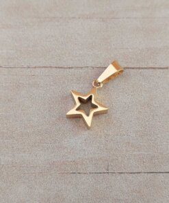 DIJE DE ACERO DORADO ESTRELLA CALADA 10 MM. ESPESOR 3 MM