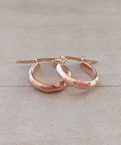 ARO ARGOLLA DE ACERO ROSÉ FACETADA CON RAYAS. DIÁMETRO 15 MM