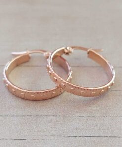 ARO ARGOLLA DE ACERO ROSÉ CON TACHAS. DIÁMETRO 25 MM