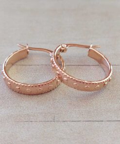 ARO ARGOLLA DE ACERO ROSÉ CON TACHAS. DIÁMETRO 20 MM
