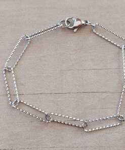 PULSERA DE ACERO ESLABÓN ALARGADO FACETADO. LARGO 18 + 2,5 CM.
