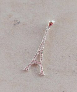 DIJE PLATA TORRE EIFFEL CON ZIRCONES. PESO APROX 1.40 GRS.  MEDIDAS 14 X 31 MM