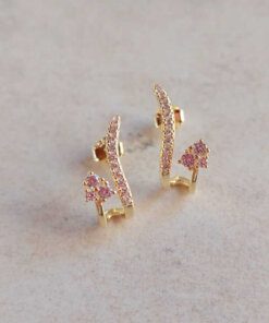 ARO PLATA BAÑADO EN ORO C/ZIRCONES. 5 X 15 MM. PESO APROX 1.50 GR.