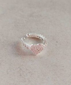 ARO PLATA EAR CUFF C/CORAZÓN CON ZIRCONES. PESO APROX 1.20 GR.