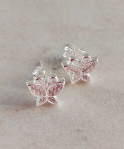 ARO PLATA MARIPOSA CON ZIRCONES. PESO APROX 1.90 GR.