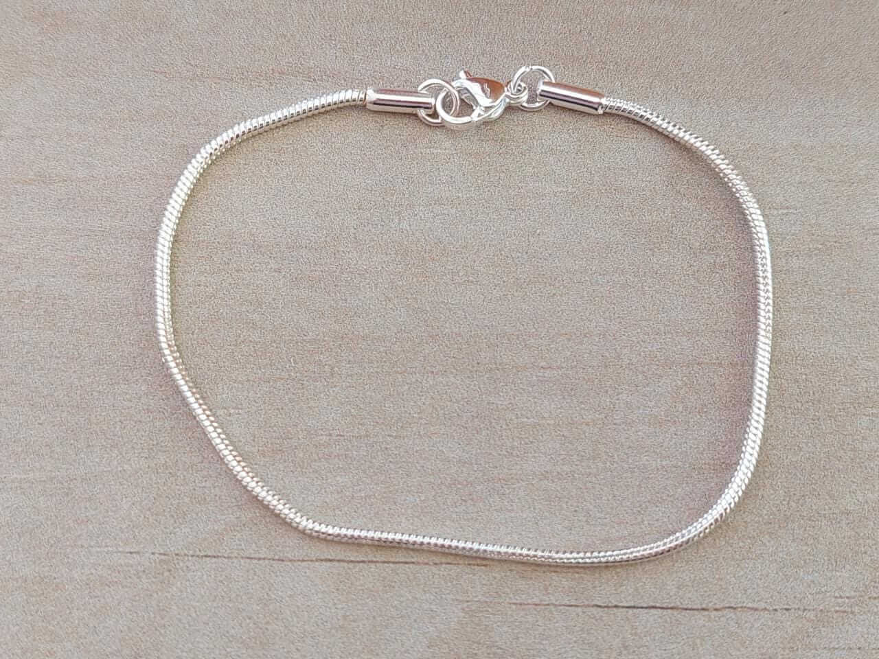 PULSERA DE ACERO BLANCO COLA DE RATÓN 1.5 MM. LARGO 19 CM