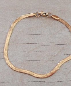 PULSERA DE ACERO DORADO COLA DE RATÓN CHATA 3 MM. LARGO 19 CM