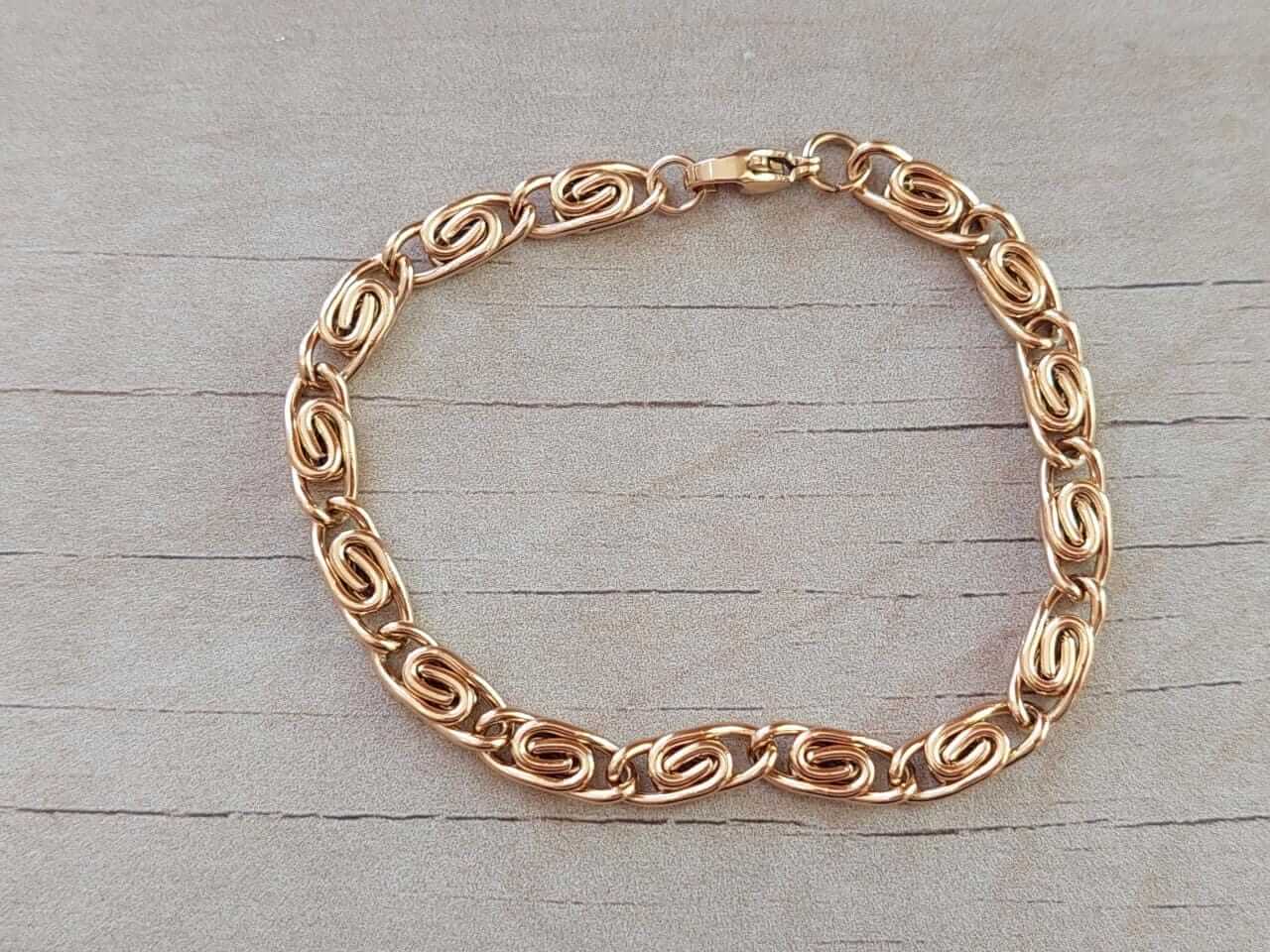 PULSERA DE ACERO DORADO CARACOL 5 MM. LARGO 18.5 CM