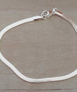PULSERA DE ACERO BLANCO COLA DE RATÓN CHATA 3 MM. LARGO 19 CM