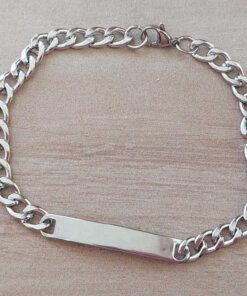 PULSERA DE ACERO GRUMET 1.6 CON CHAPA PARA GRABAR DE 6 X 26 MM. LARGO 22 CM