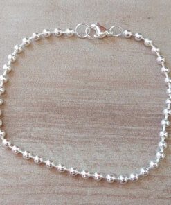 PULSERA DE ACERO BLANCO BOLITAS 3 MM. LARGO 18 CM