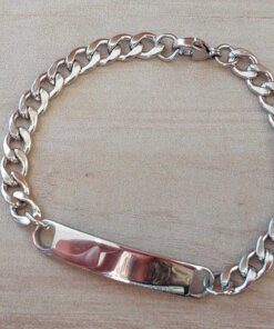 PULSERA DE ACERO GRUMET 1.8 CON CHAPA PARA GRABAR DE 8 X 32 MM. LARGO 21 CM