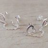 ARO DE ACERO BLANCO CON FRU FRU CORAZÓN C/STRASS DOBLE PASANTE CON CADENA