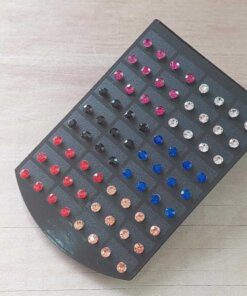 BLISTER DE AROS DE ACERO STRASS 5 MM COLORES SURTIDOS X 36 PARES