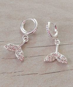 ARO DE ACERO BLANCO ARGOLLA 10 MM CON BISAGRA Y STRASS CON DIJE COLA DE BALLENA C/STRASS BLANCO.