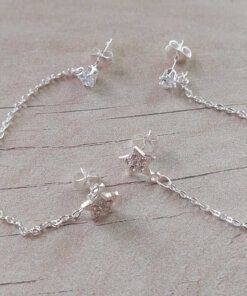 ARO DE ACERO BLANCO CUBIK 4 MM Y ESTRELLA C/STRASS DOBLE PASANTE CON CADENA