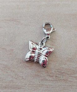 DIJE DE ACERO MARIPOSA 12 MM CON MOSQUETON