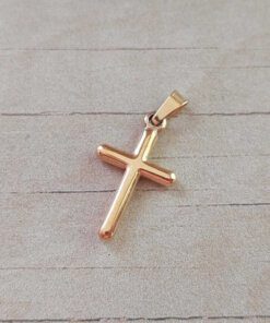 DIJE DE ACERO DORADO CRUZ PALITO. 13 X 23 MM