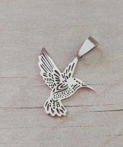 DIJE DE ACERO COLIBRÍ CALADO 27 MM