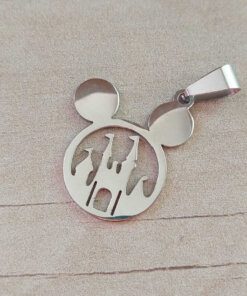 DIJE DE ACERO MICKEY 25 MM CON CASTILLO CALADO