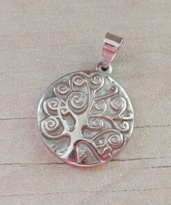 DIJE DE ACERO MEDALLA 25 MM ÁRBOL DE LA VIDA