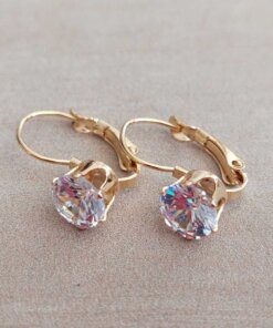 ARO DE ACERO DORADO BRISURA CON CUBIK 7 MM COLOR BLANCO