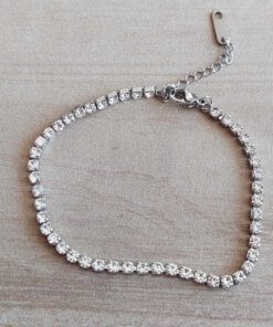 PULSERA DE ACERO TIRA DE STRASS 2.5 MM. LARGO 18 + 3 CM EXT.