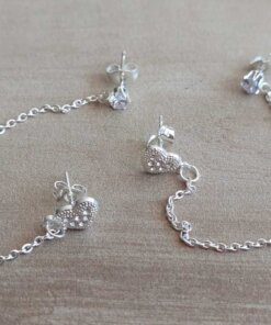ARO DE ACERO BLANCO CUBIK 4 MM Y CORAZÓN C/STRASS DOBLE PASANTE CON CADENA
