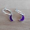 ARO DE ACERO BLANCO ARGOLLA 13 MM CON DIJE LUNA ESMALTADA VIOLETA