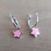 ARO DE ACERO BLANCO ARGOLLA 13 MM CON DIJE ESTRELLA ESMALTADA ROSA