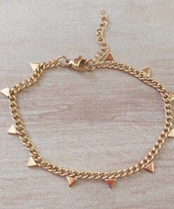 PULSERA DE ACERO DORADO GRUMET CON TRIÁNGULOS SOLDADOS. LARGO 17.5 + 3 CM EXT.