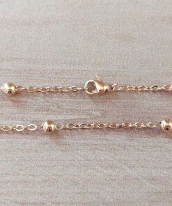 CADENA DE ACERO DORADO ESPEJITO 0.4 CON BOLITA 3 MM. LARGO 50 CM. (Paquete x 10 unidades)
