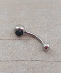 PIERCING OMBLIGO BOLITA C/STRASS. 1.6 X 10 X 4/6 MM